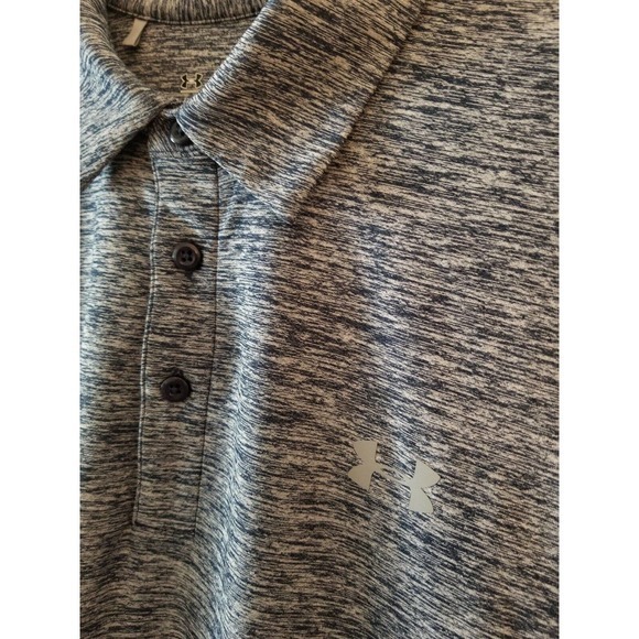 Under Armour Heatgear Heather Blue Men's Golf Polo Shirt Loose Striped Size XL - Picture 3 of 4